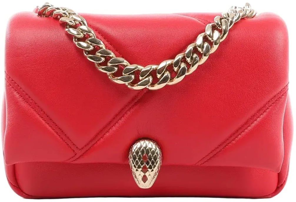 BVLGARI Serpenti Leather Chain Crossbody Bag in Red Rood