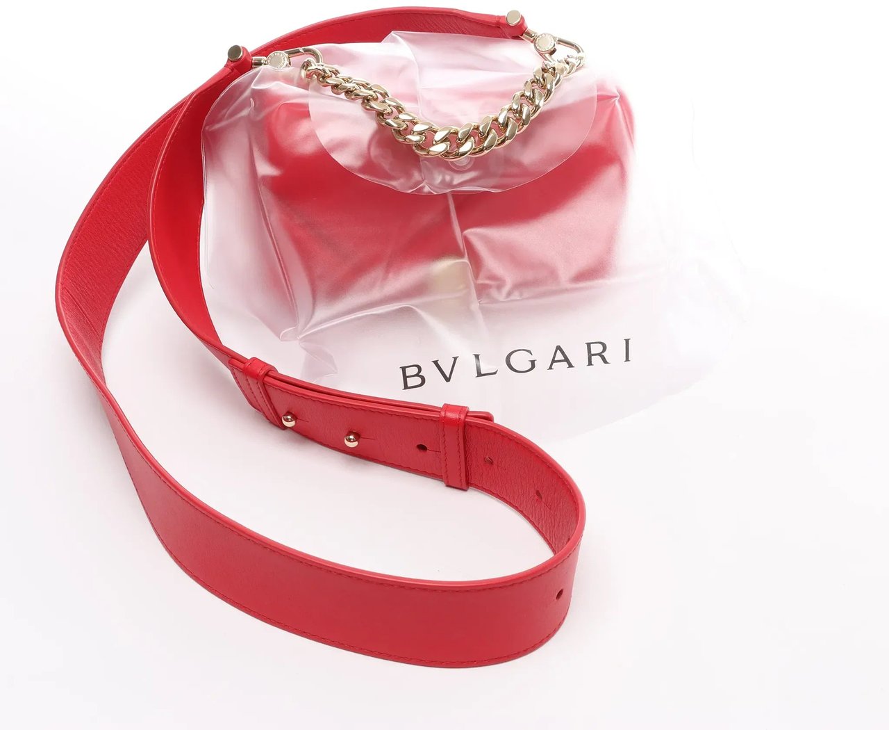 BVLGARI Serpenti Leather Chain Crossbody Bag in Red Rood