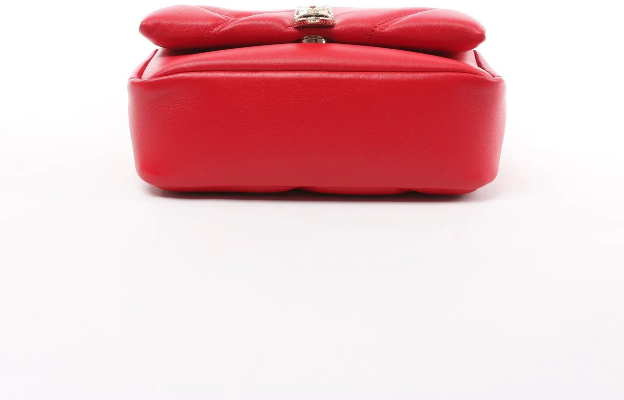 BVLGARI Serpenti Leather Chain Crossbody Bag in Red Rood