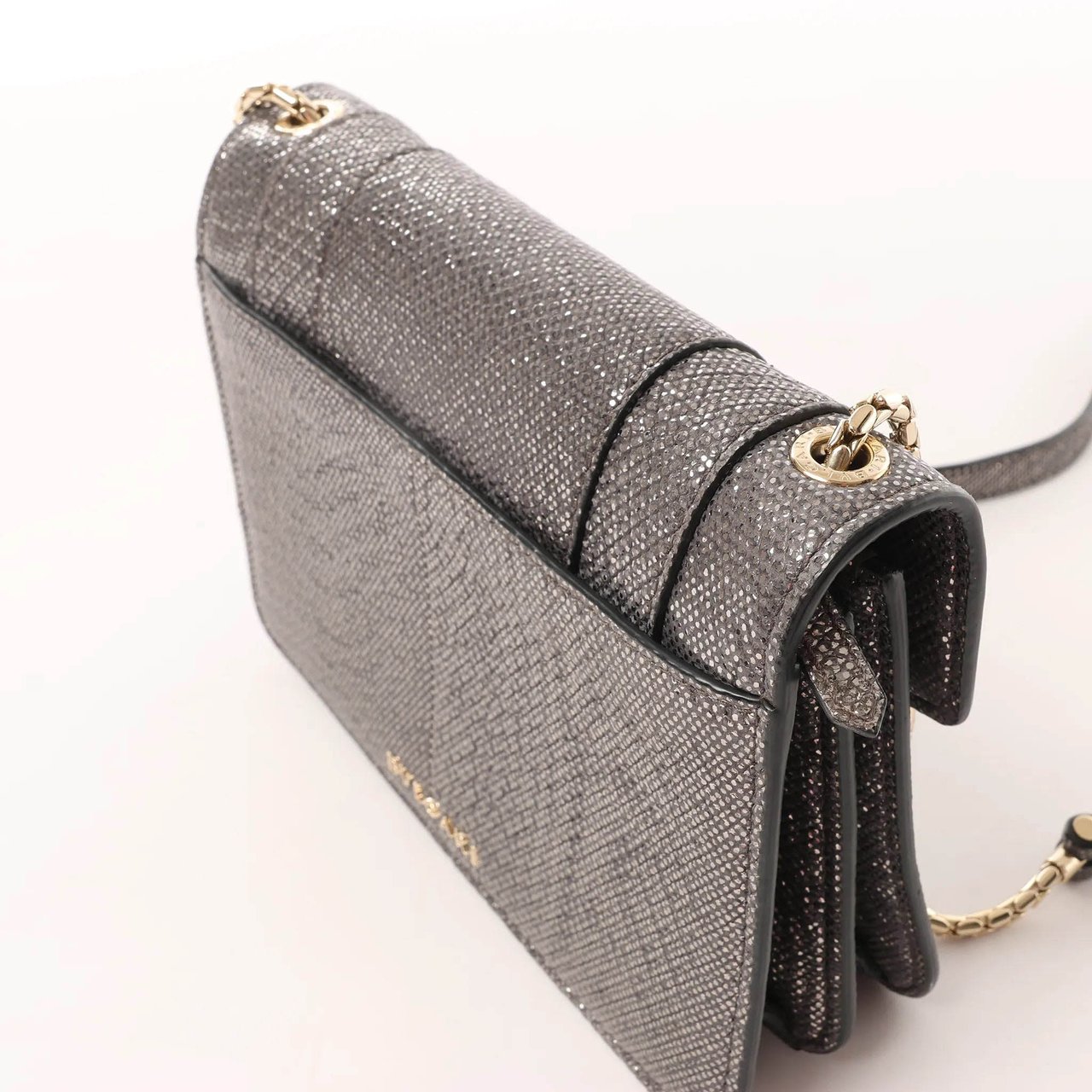 BVLGARI Serpenti Leather Chain Crossbody Bag in Gray Grijs