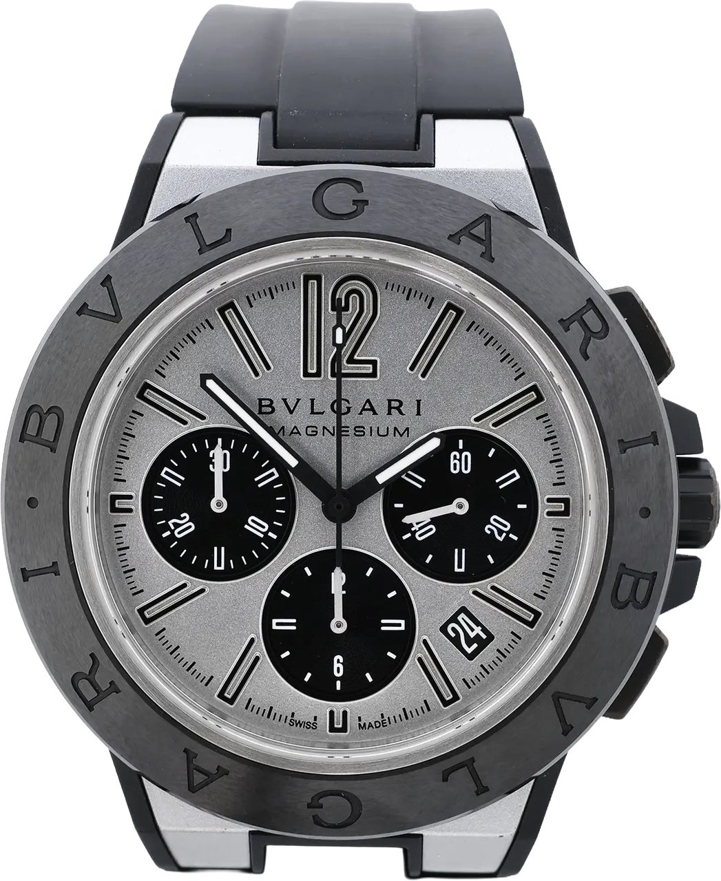 Bvlgari Diagono Magnesium DG42SMCCH PO02858 Magnesium & Rubber AT Watch with Silver Dial Zilver