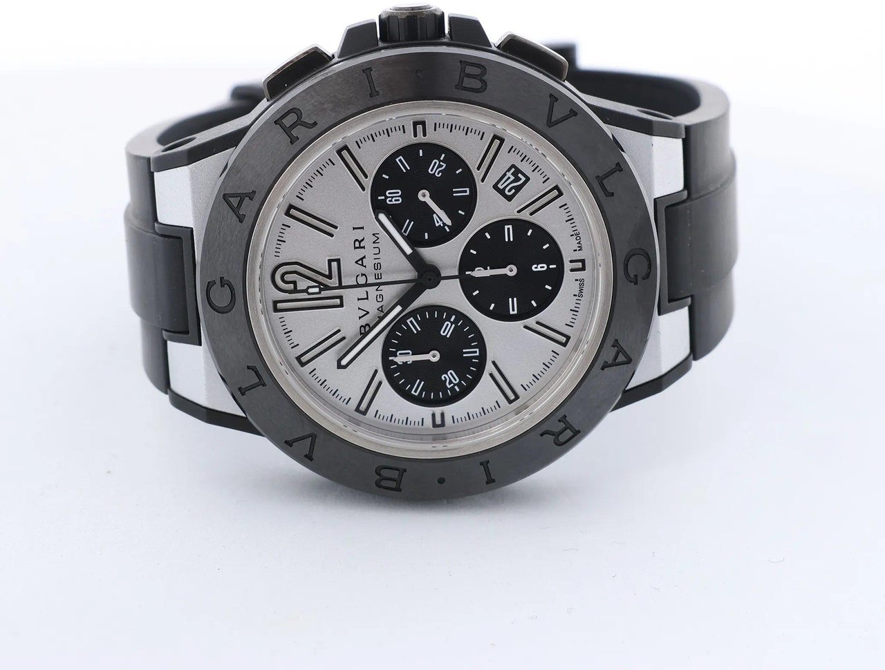 Bvlgari Diagono Magnesium DG42SMCCH PO02858 Magnesium & Rubber AT Watch with Silver Dial Zilver