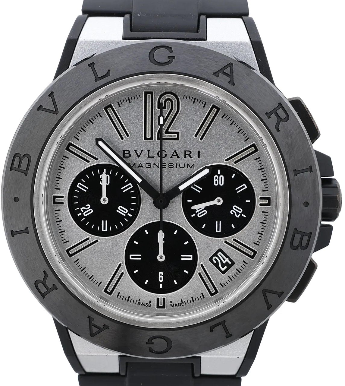 Bvlgari Diagono Magnesium DG42SMCCH PO02858 Magnesium & Rubber AT Watch with Silver Dial Zilver