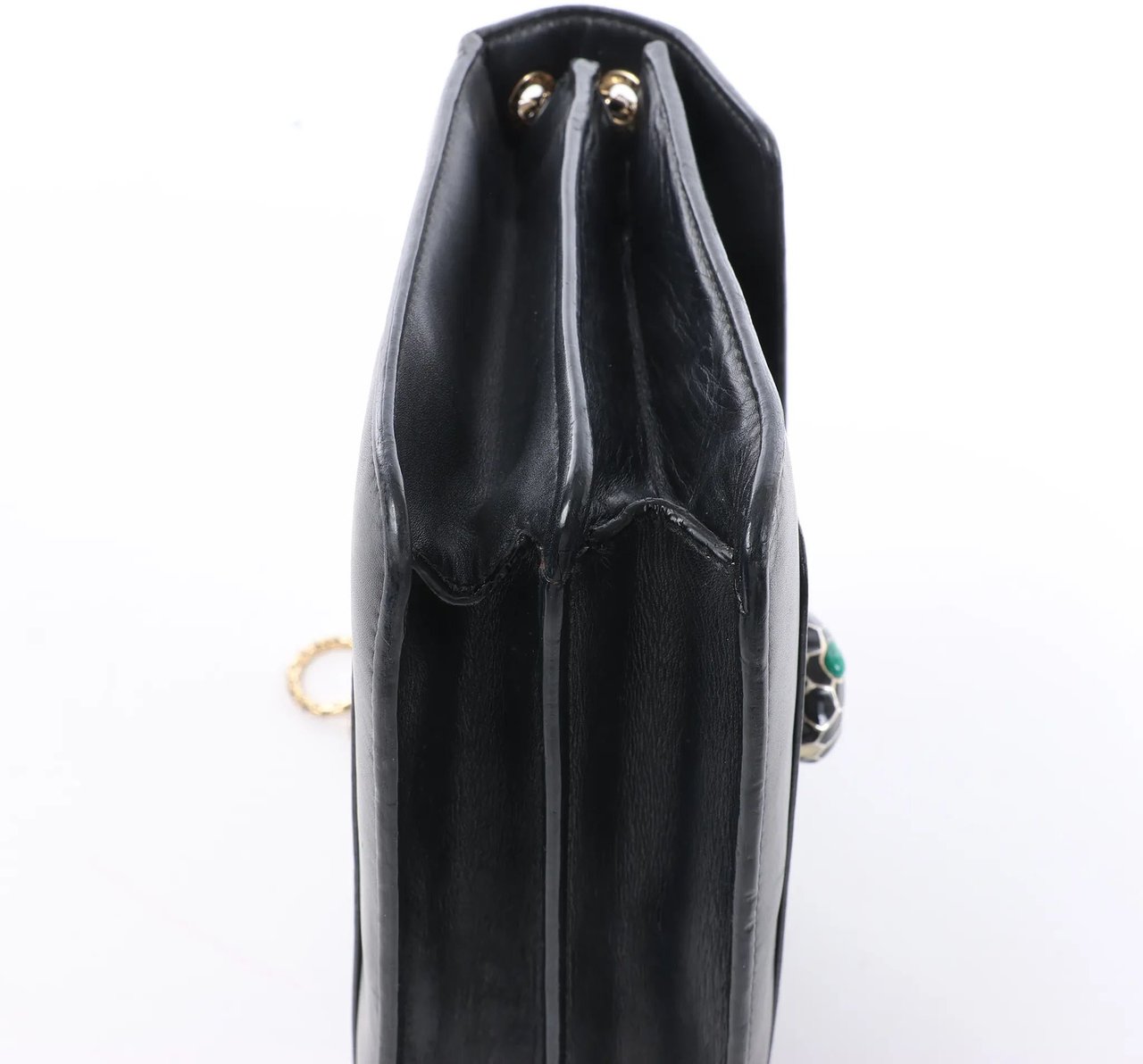 BVLGARI Serpenti Leather Chain Crossbody Bag in Black Grijs