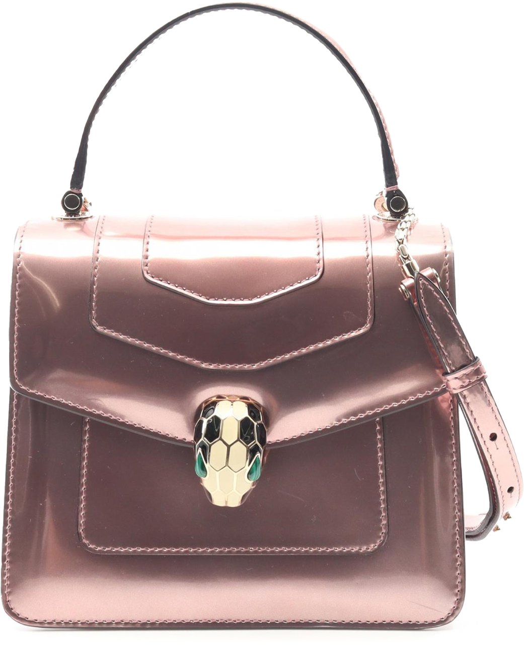 Bvlgari Patent Serpenti Forever Top Handle Satchel Roze