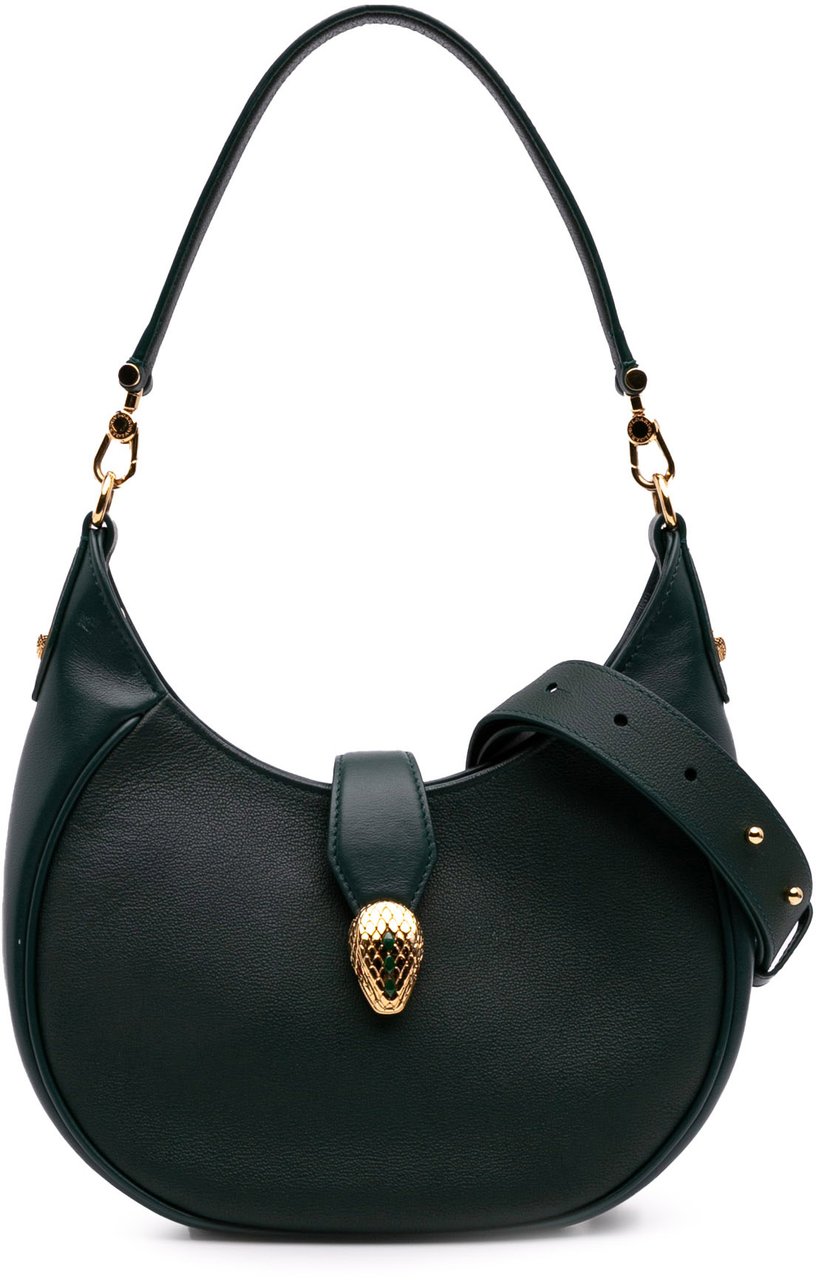 Bvlgari Small Leather Serpenti Ellipse Satchel Groen