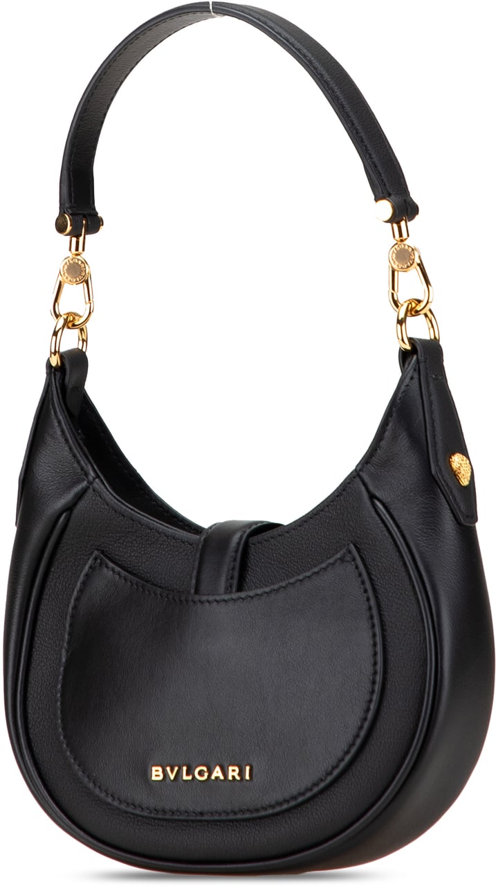 Bvlgari Small Leather Serpenti Ellipse Satchel Zwart