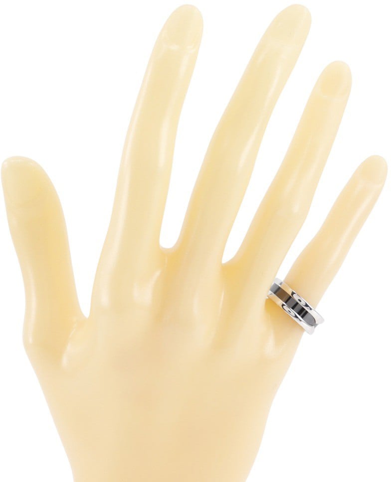 Bvlgari Bvlgari Save the Children One Band Ring Sterling Silver and Ceramic Zwart