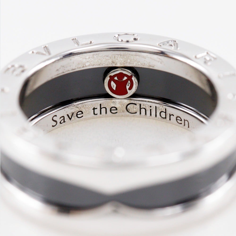 Bvlgari Bvlgari Save the Children One Band Ring Sterling Silver and Ceramic Zwart