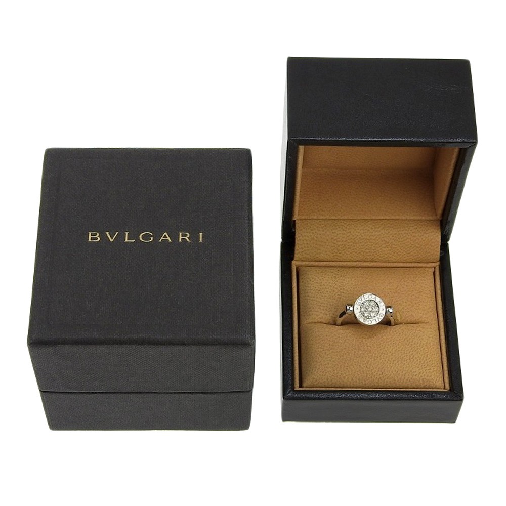 Bvlgari Bvlgari Bvlgari Bvlgari Flip Ring 18K White Gold with Diamonds and Onyx Zilver