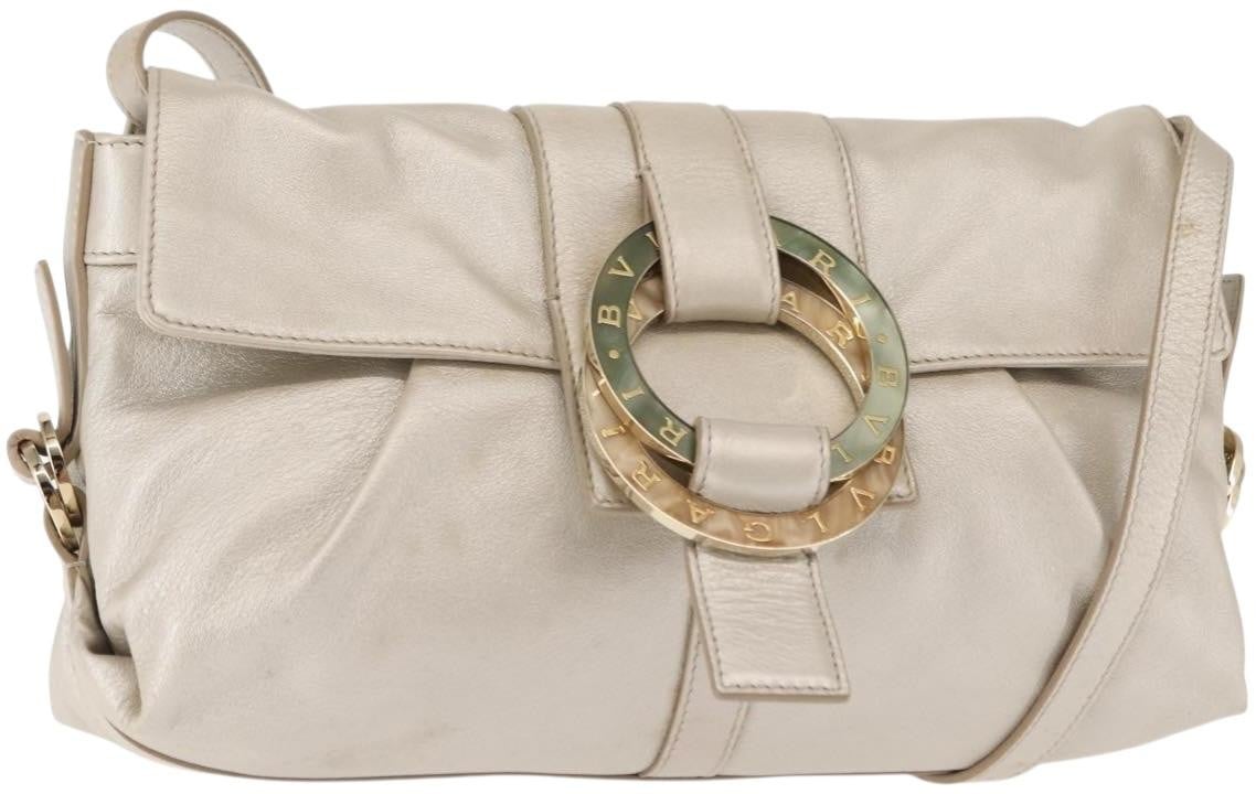 Bvlgari Bvlgari Chandra Flap Shoulder Bag Leather Large Zilver
