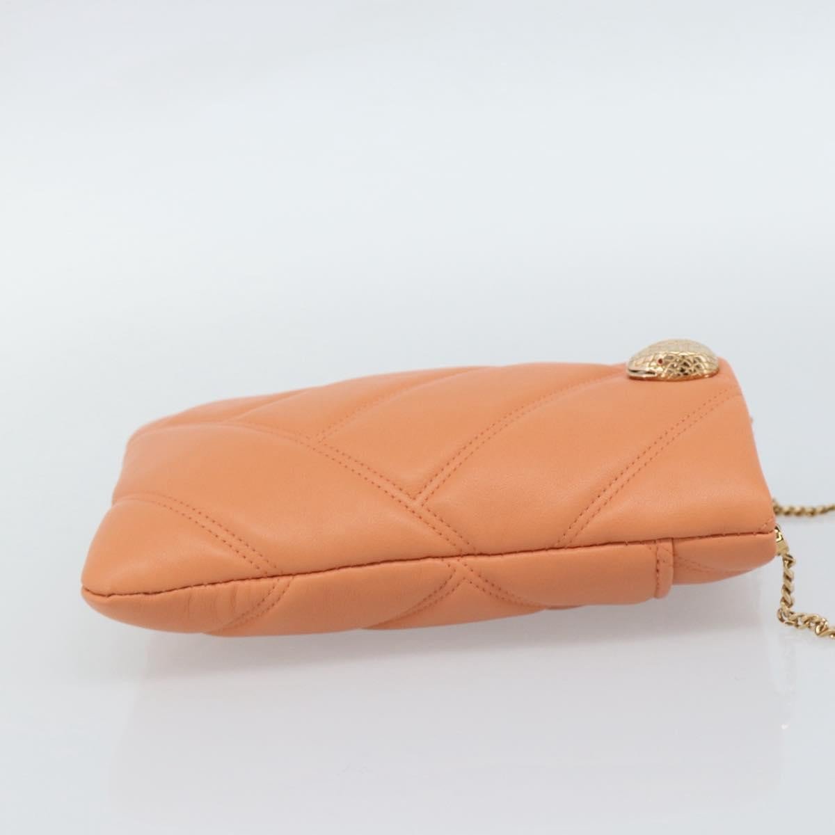 Bvlgari Serpenti Cabochon Phone Holder on Chain Diagonal Quilted Leather Oranje