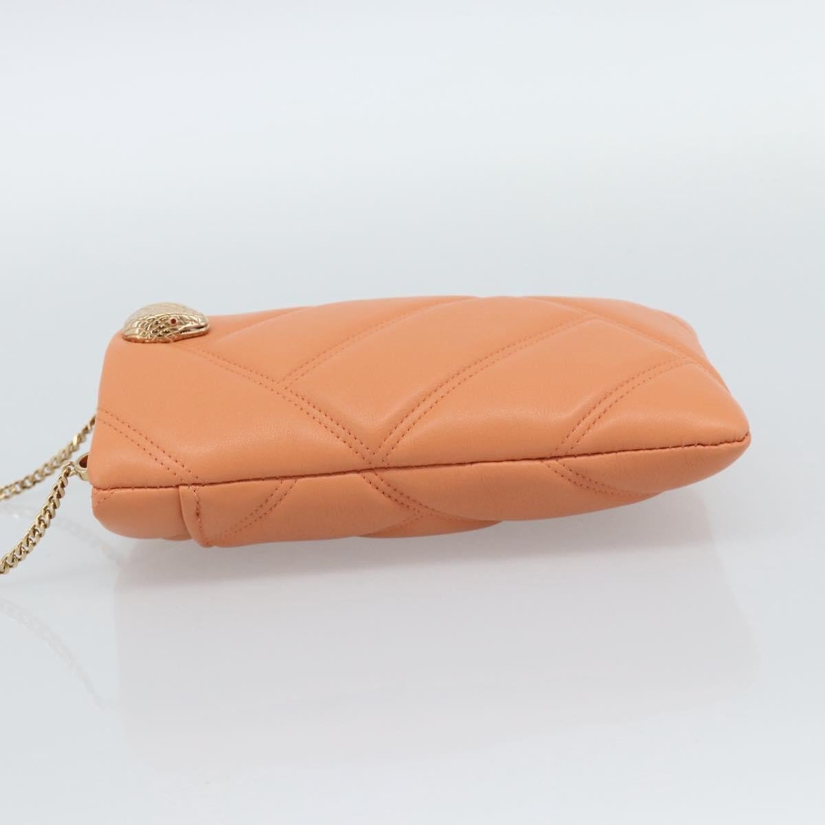Bvlgari Serpenti Cabochon Phone Holder on Chain Diagonal Quilted Leather Oranje