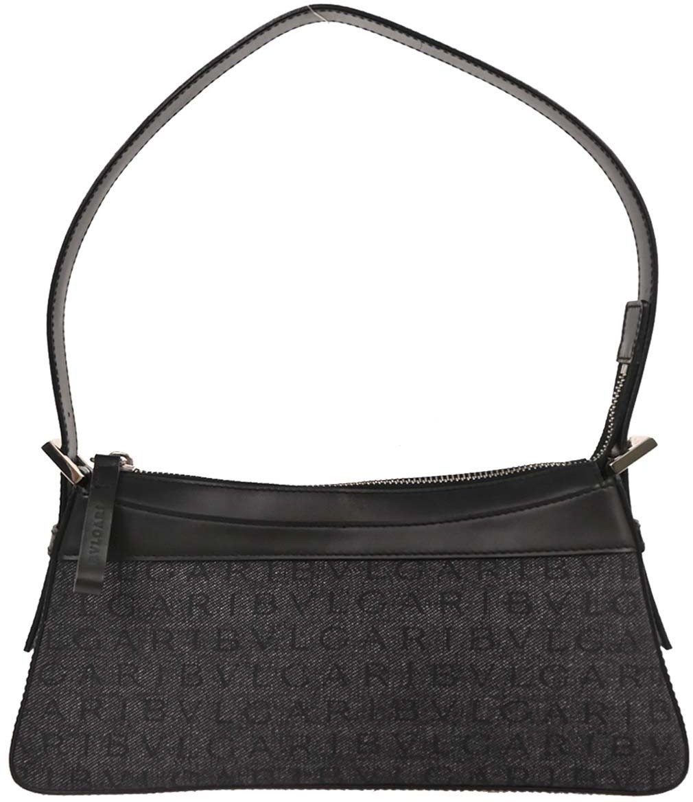 Bvlgari Bvlgari B.Zero1 Logomania Bag Canvas with Leather Mini Zwart