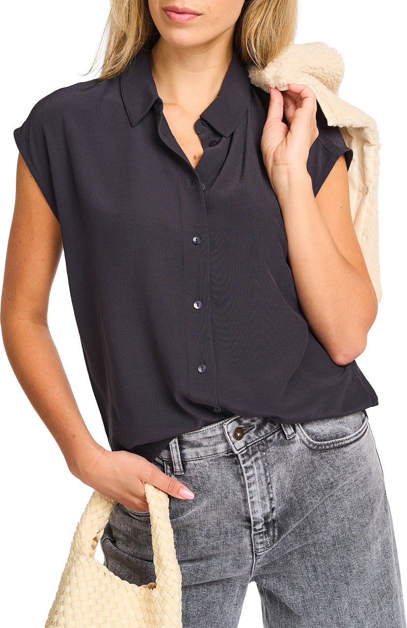 By Bar By-bar - Kiek Viscose Top - 109052 - 701 Graphite Grijs