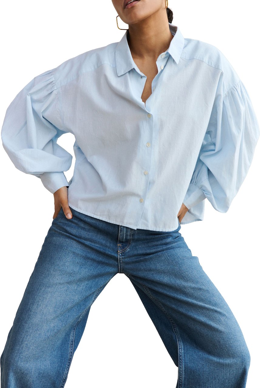 By Bar By-bar - Sarah Short Chambray Blouse - 23512037 - Light Blue Blauw