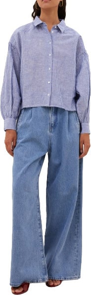 By Bar By-bar - Sarah Short Linen - 26112027 - 643 Blue Stripe Blauw