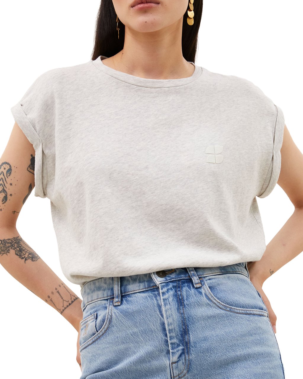 By Bar By-bar - Tobi Flame Logo Top - 26211014 - 815 Light Grey Melee Grijs