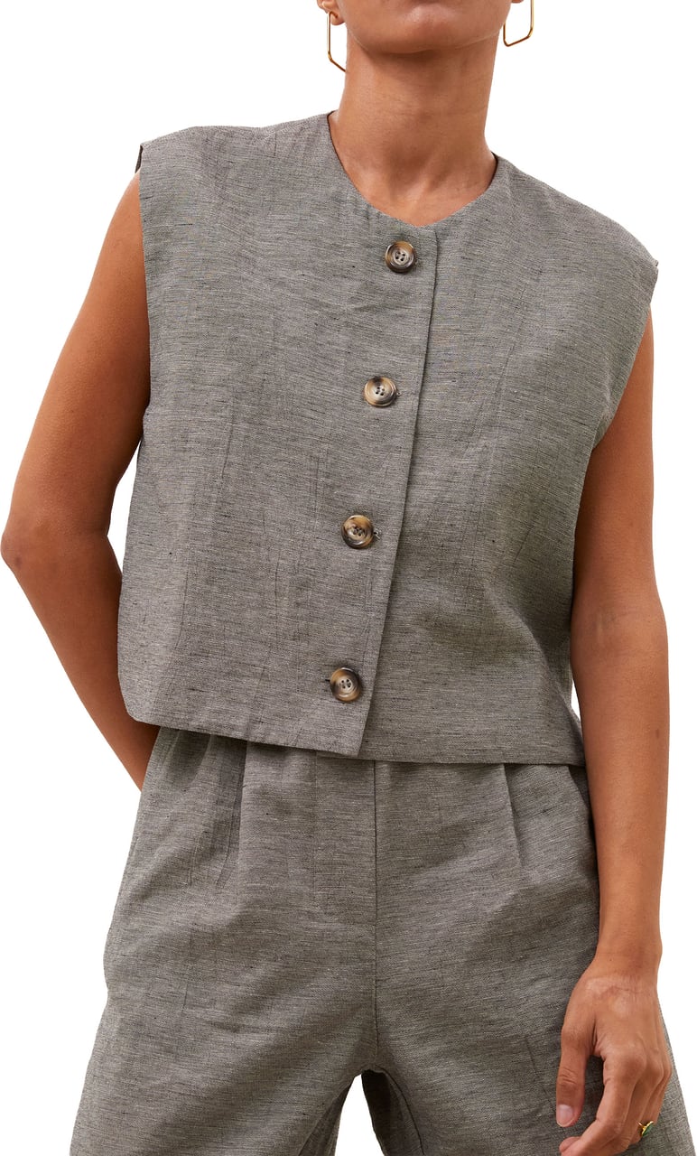By Bar By-bar - Nori Melange Gilet - 26219006 - 885 Charcoal Melee Grijs