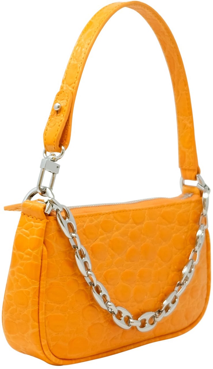 By Far BY FAR MINI RACHEL ORANGE CROCO LEATHER HANDBAG Oranje