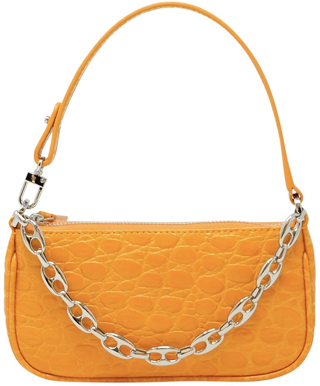 By Far BY FAR MINI RACHEL ORANGE CROCO LEATHER HANDBAG Oranje