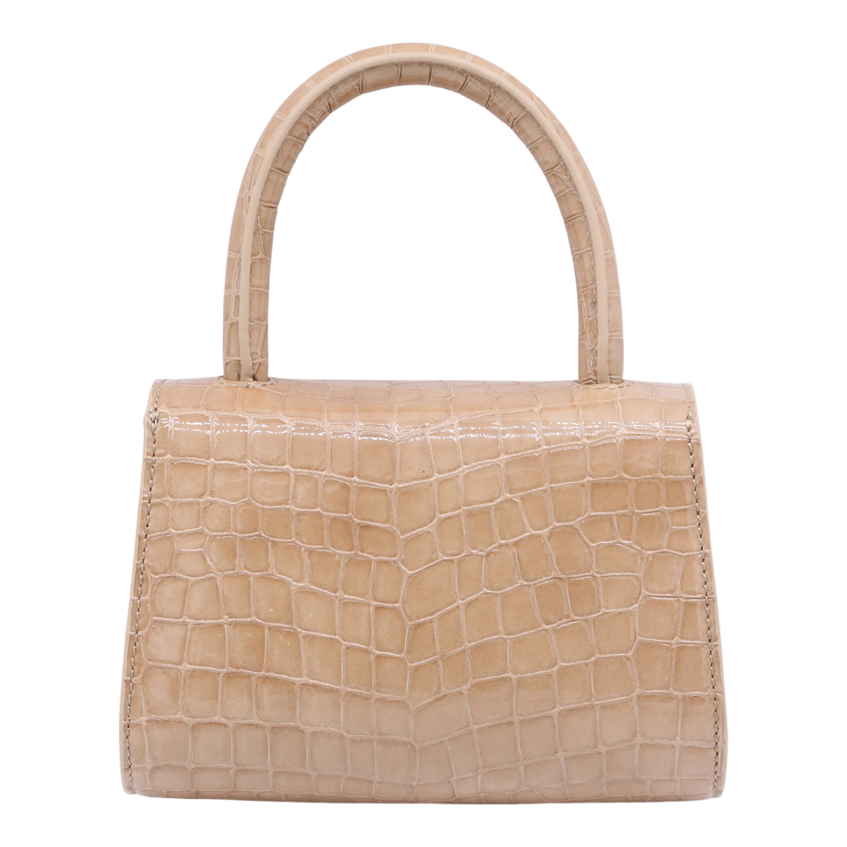 By Far Glossy Crocodile-Embossed Handbag Neutraal