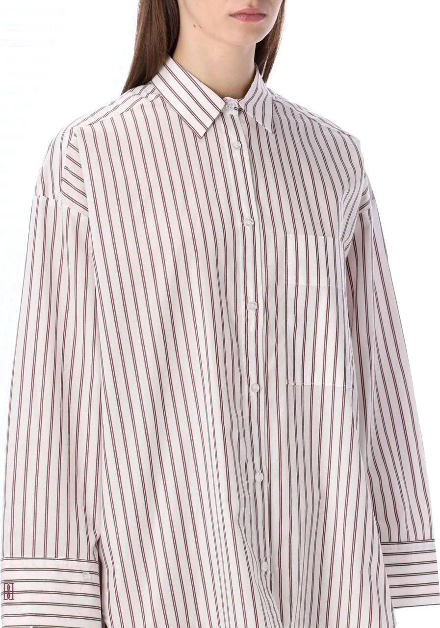 By Malene Birger Derris Shirt Stripe Cabernet Stripe Maroon