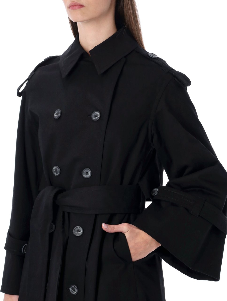 By Malene Birger Alaya Long Trench Nero Zwart