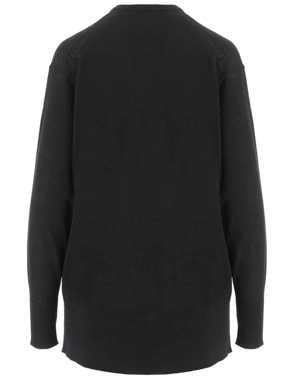 By Malene Birger V-Neck Sheer Knit Sweater with Drop Shoulders Zwart