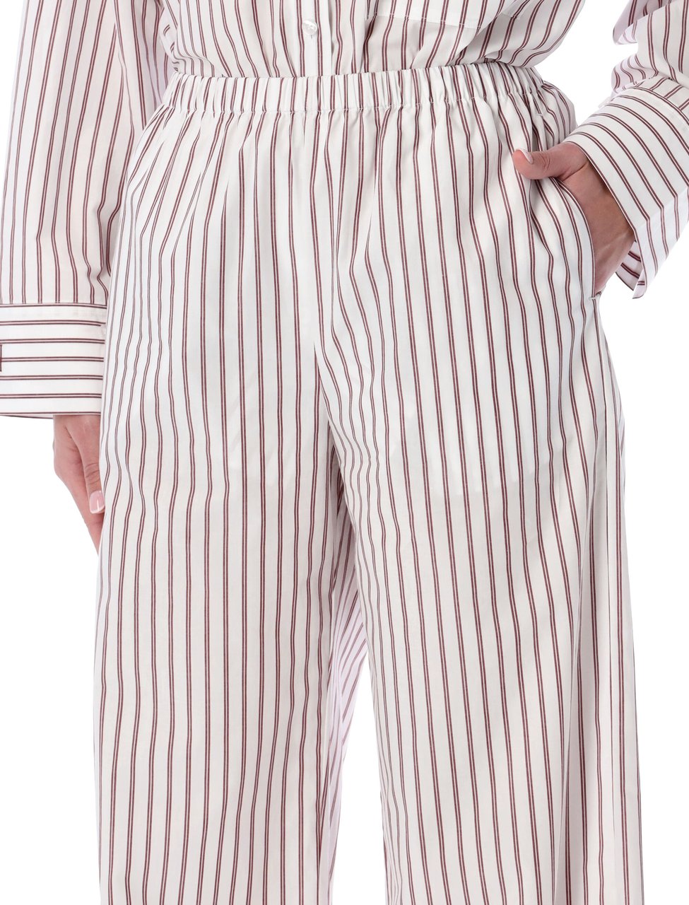 By Malene Birger Cabello Popeline Pant Cabernet Stripe Maroon