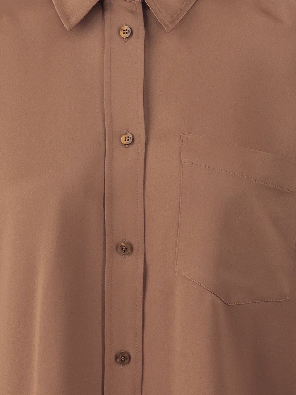 By Malene Birger Satin Shirt with Pointed Collar and Curved Hem Bruin