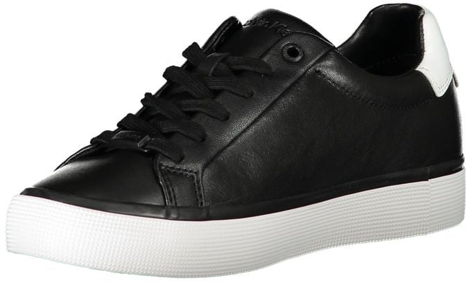 Calvin Klein Black Leather Women Sneaker Zwart
