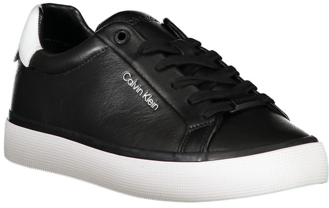 Calvin Klein Black Leather Women Sneaker Zwart
