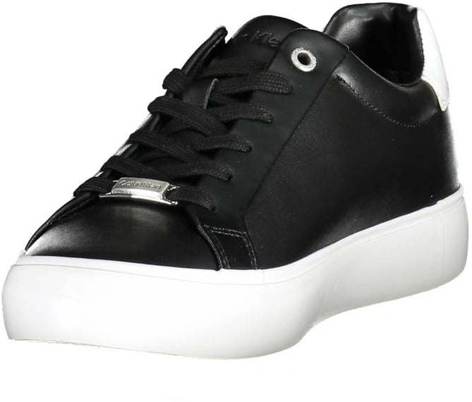 Calvin Klein Black Leather Women Sneaker Zwart