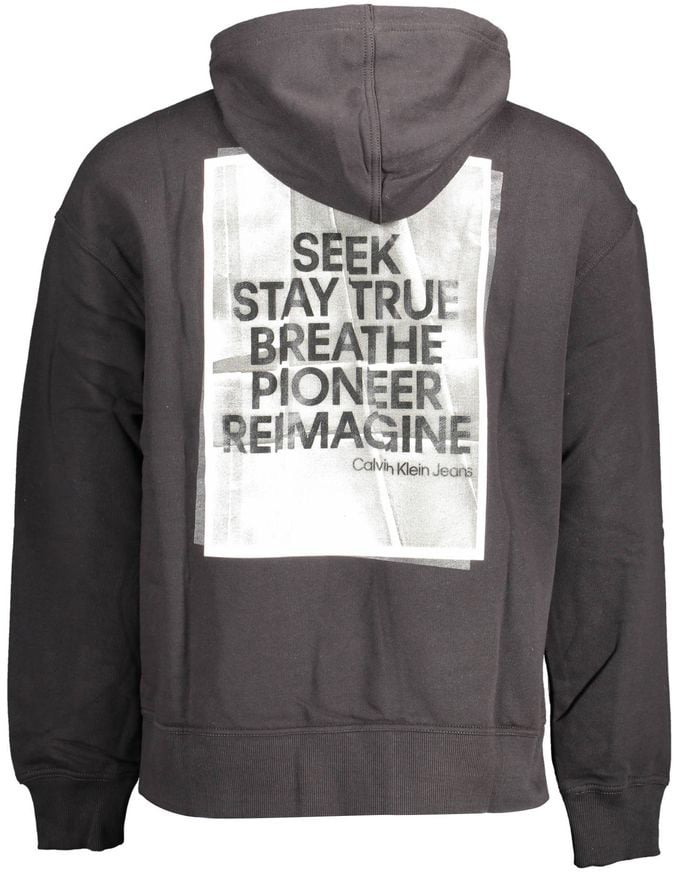 Calvin Klein Black Cotton Men's Hoodie Zwart