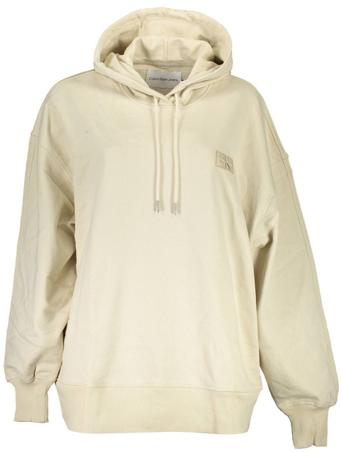 Calvin Klein Beige Recycled Cotton Women Hoodie Beige