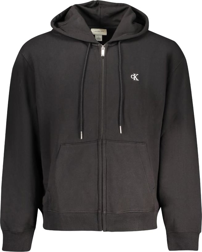 Calvin Klein Black Cotton Men's Sweatshirt Hoodie Zwart