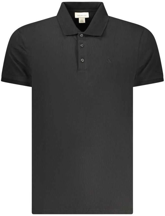 Calvin Klein Black Cotton Men Polo Shirt Zwart