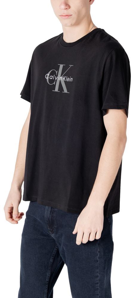 Calvin Klein Jeans Black Cotton T-Shirt Zwart
