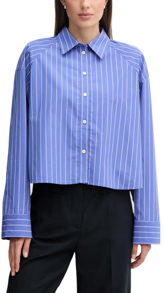 Calvin Klein Jeans Blue Cotton Blouse Blauw