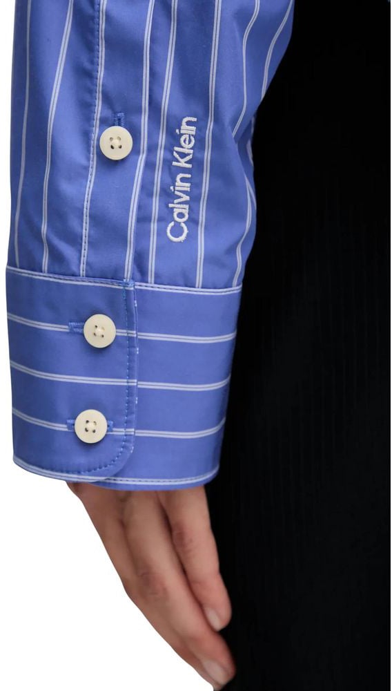 Calvin Klein Jeans Blue Cotton Blouse Blauw