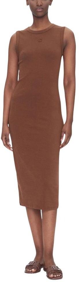 Calvin Klein Jeans Brown Cotton Long Dress Bruin