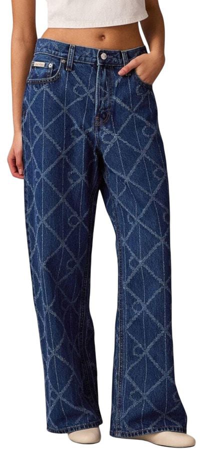 Calvin Klein Jeans Blue Cotton Boyfriend Jeans Blauw