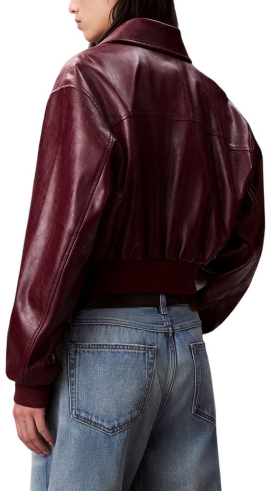 Calvin Klein Jeans Bordeaux Polyethylene Leather Jacket Maroon