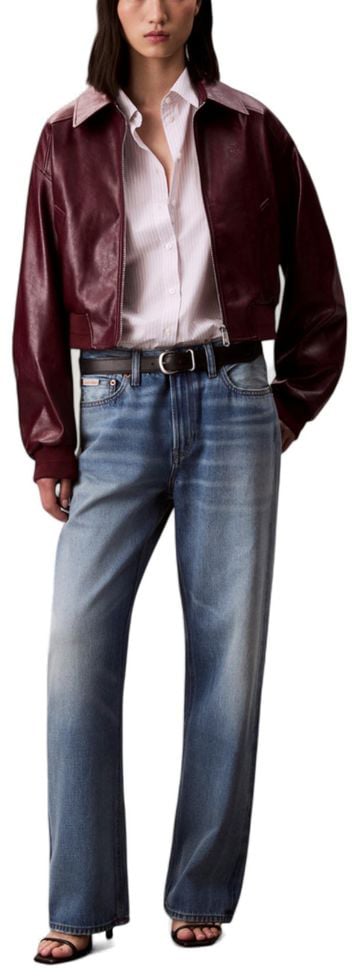 Calvin Klein Jeans Bordeaux Polyethylene Leather Jacket Maroon