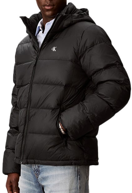 Calvin Klein Jeans LS Nylon Zip Off Hood Down Puffe Zwart