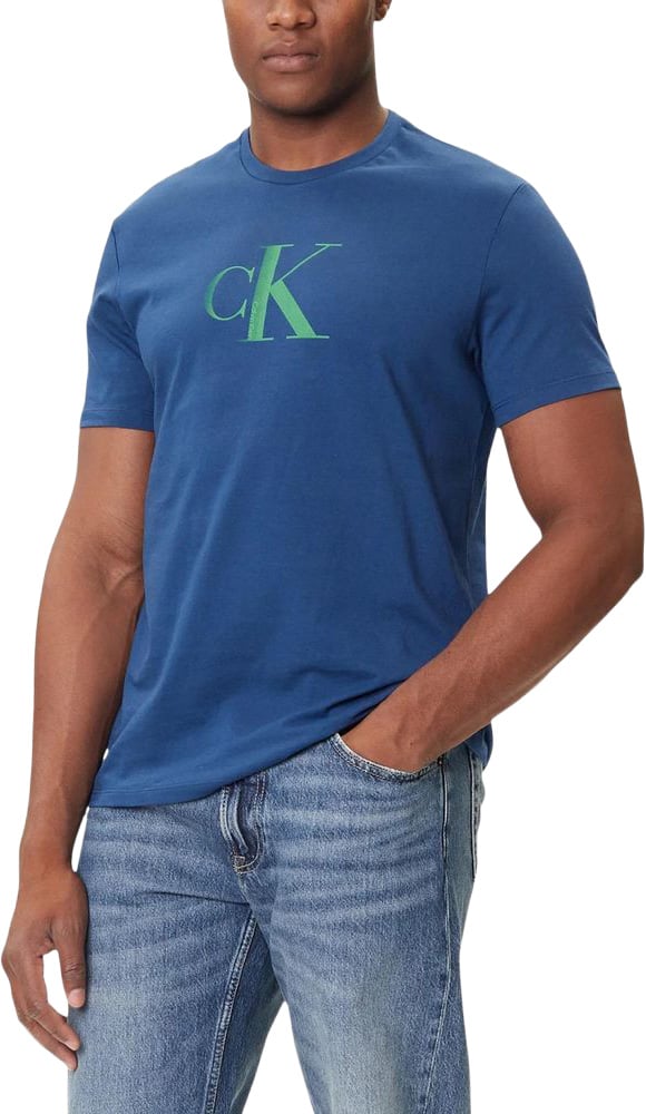 Calvin Klein Jeans Blue Cotton T-Shirt Blauw
