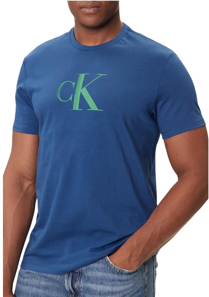Calvin Klein Jeans Blue Cotton T-Shirt Blauw