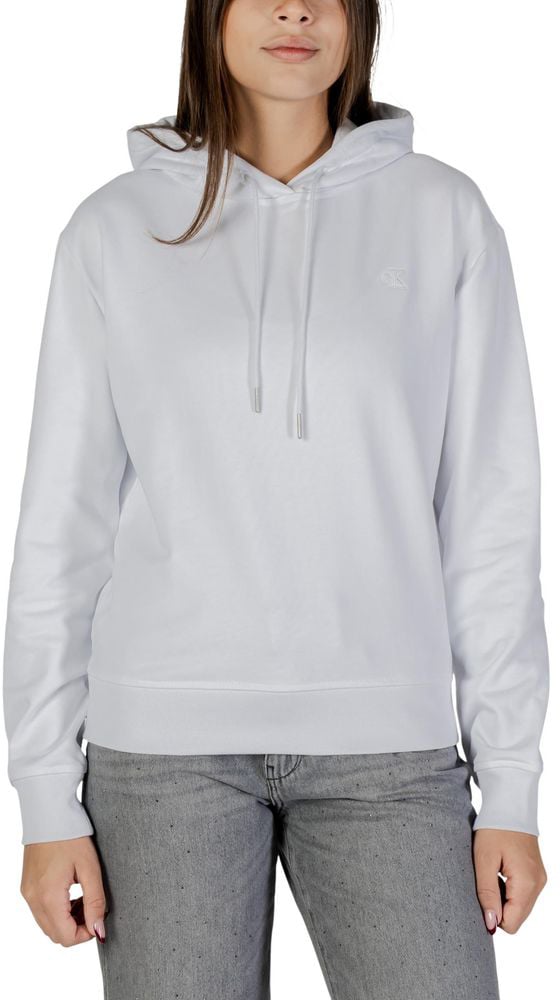 Calvin Klein Jeans White Cotton Hoodie Wit