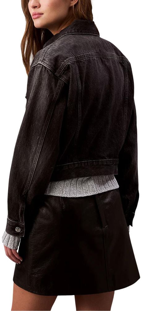 Calvin Klein Jeans Black Cotton Denim Jacket Zwart